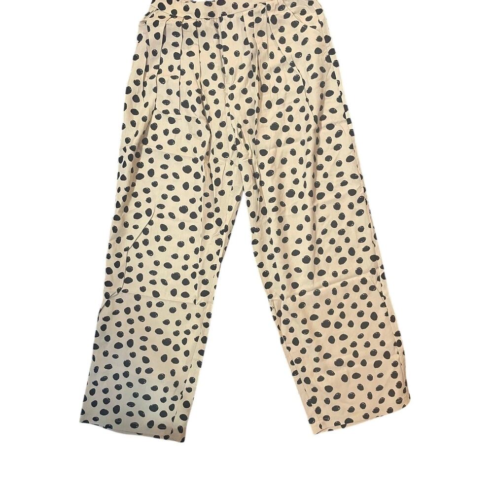 Terea by Andrea Pitter Beige Hummus Polka Dot Pants Pockets Pleated Small NWT